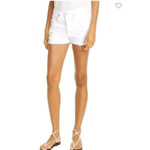 Frame Womens Le Beau Jean Shorts Size 25 White Distressed High Rise Cuffed